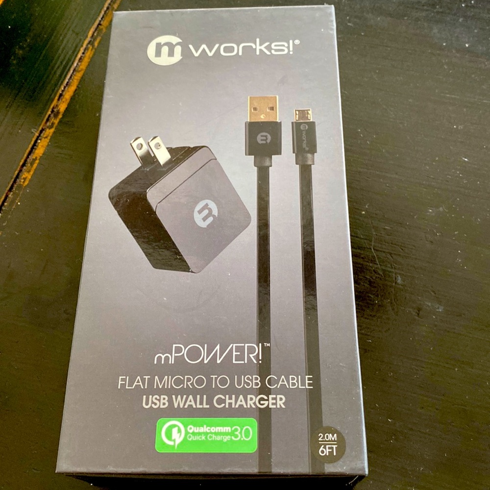 M works flat micro to USB cable USB wall charger